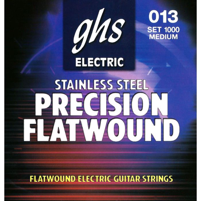 GHS Strings 1000 Precision Flats(TM), Stainless Steel Flat Wound Electric Guitar Strings, Medium (.013-.054)