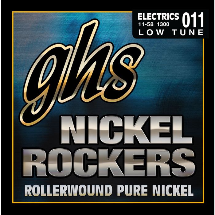 GHS Strings 1300 Nickel Rockers™, Rollerwound Pure Nickel Electric Guitar Strings, Lo-Tune (.011-.058)