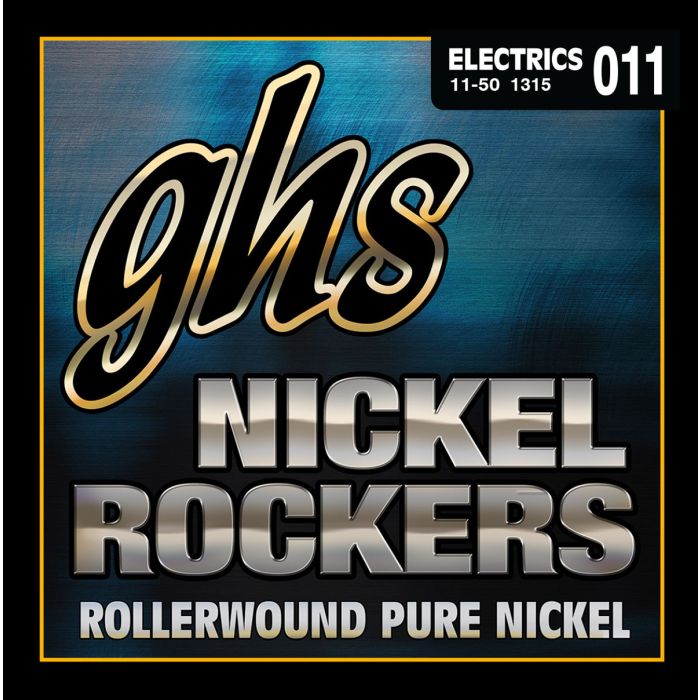 GHS Strings 1315 Nickel Rockers(TM), Rollerwound Pure Nickel Electric Guitar Strings, Wound 3rd, Light (.011-.050)
