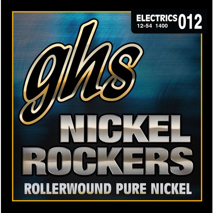GHS Strings 1400 Nickel Rockers™, Rollerwound Pure Nickel Electric Guitar Strings, Wound 3rd, Medium Light (.012-.054)