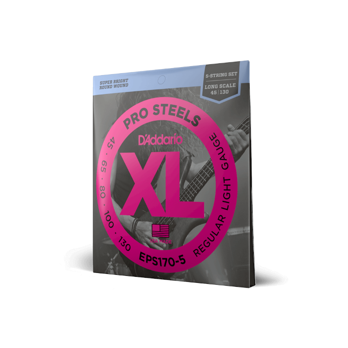 D'Addario EPS170-5 ProSteels Bass Guitar 5-Strings, Light, 45-130, Long Scale