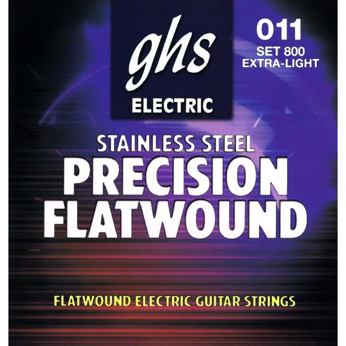 GHS Strings 800 Precision Flats(TM), Stainless Steel Flat Wound Electric Guitar Strings, Extra Light (.011-.046)