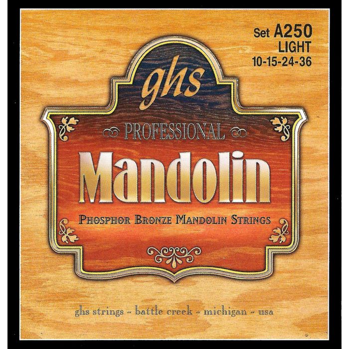GHS Strings A250 Phosphor Bronze Mandolin Strings, Loop End, Light (.010-.038)