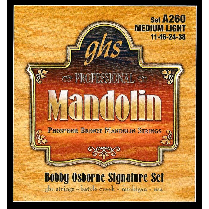 GHS Strings A260 Bobby Osborne Signature Series, Phosphor Bronze Mandolin Strings (.011-.038)