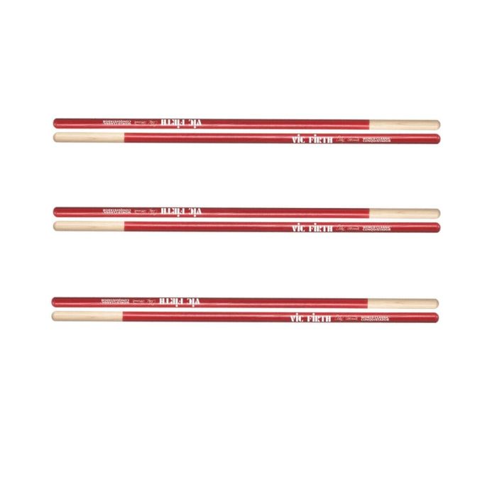 Vic Firth Hickory Alex Acuna "Conquistador" Timbale Sticks, Red 3 pairs