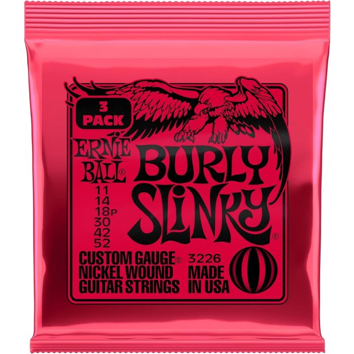 Ernie Ball BURLY SLINKY P03226 NICKEL WOUND ELECTRIC GUITAR STRINGS 3 PK 11-52