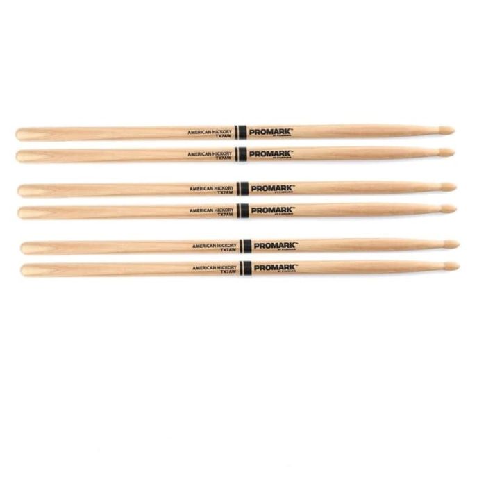 ProMark TX7AW HICKORY WOOD TIP (3 PAIRS) DRUMSTICKS