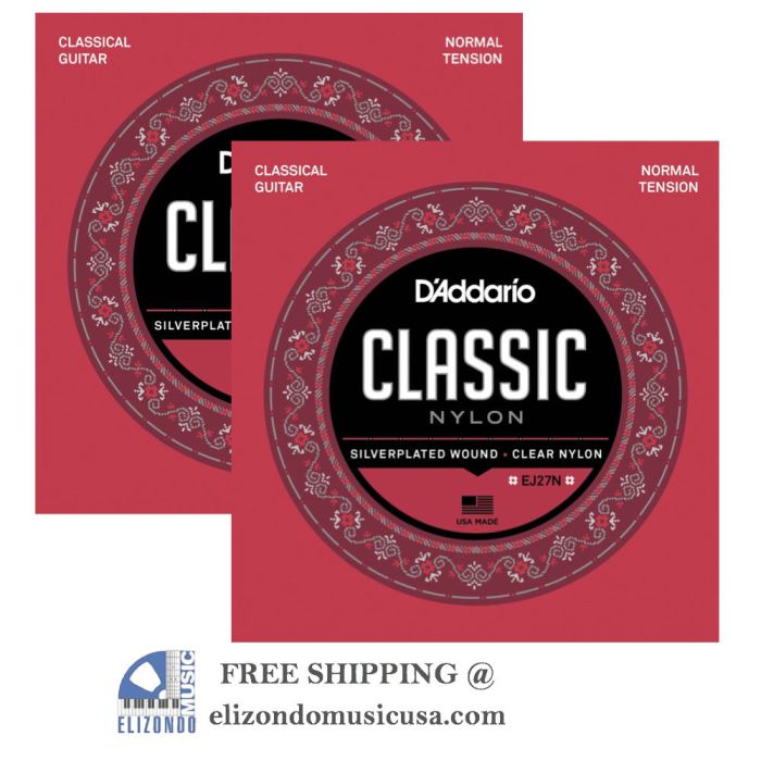 D'Addario EJ27N Two Set Pack Nylon Classical Guitar Strings (28-43)