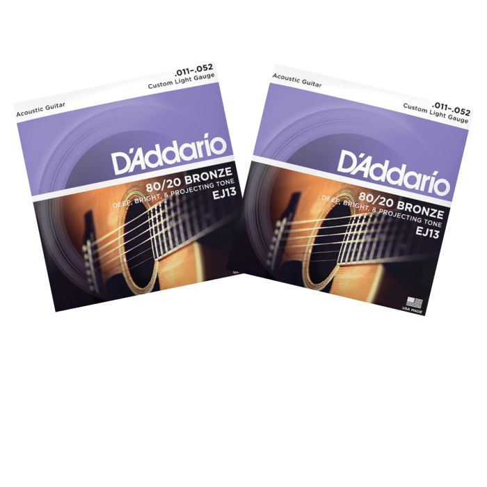 D'Addario EJ13 80/20 Bronze Acoustic Guitar Strings 2 Complete Sets