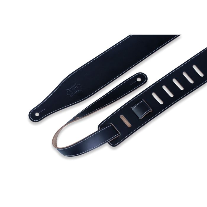 Levy's Guitar Straps DM17-BLK 2 1/2" leather guitar strap with decorative edge-stitching
