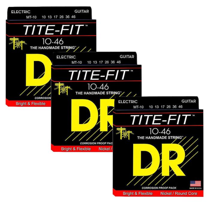 DR Strings MT-10 Medium Electric Guitar Strings (3 Sets)