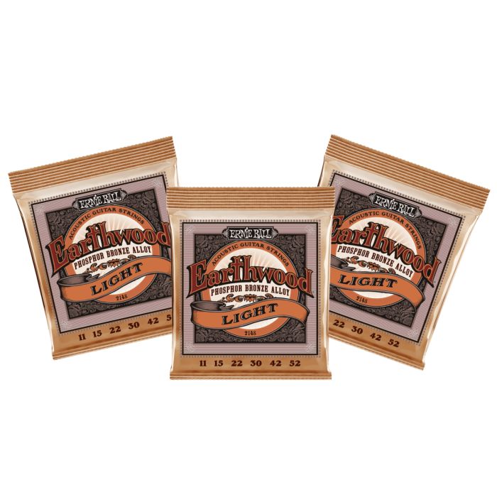 Ernie Ball Earthwood 2148 Phosphor Bronze 3pk Light Guitar Strings 749699121480
