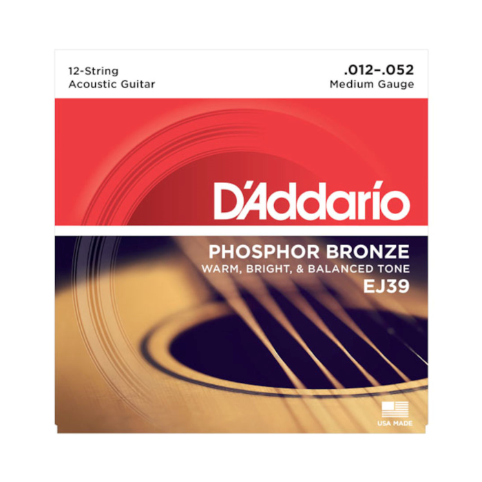 D'Addario EJ39 Phosphor Bronze 12 String Guitar Strings Medium