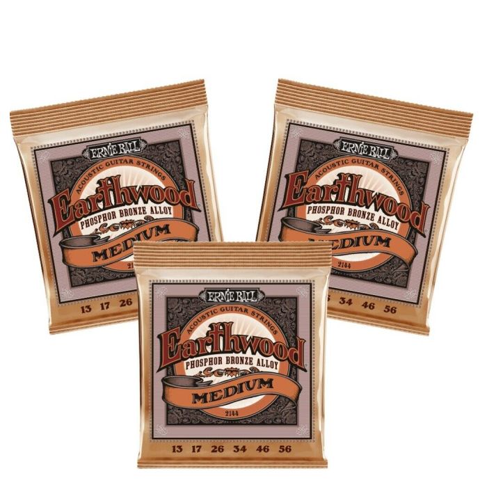 Ernie Ball Earthwood 2144 Phosphor Bronze 3pk Medium Strings 749699121442
