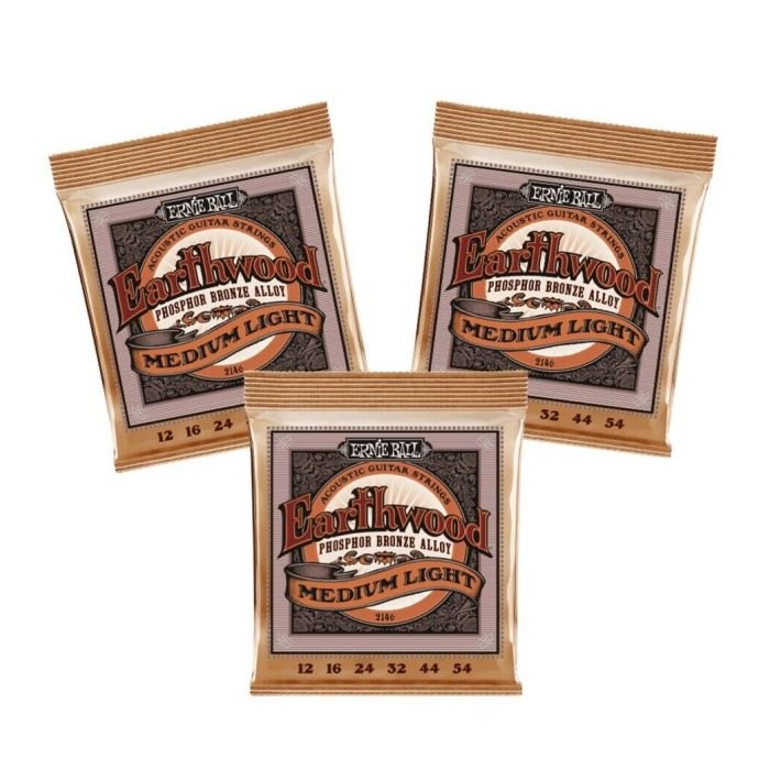 Ernie Ball Earthwood 2146 Phosphor Bronze 3pk Medium/Light Strings 749699121466