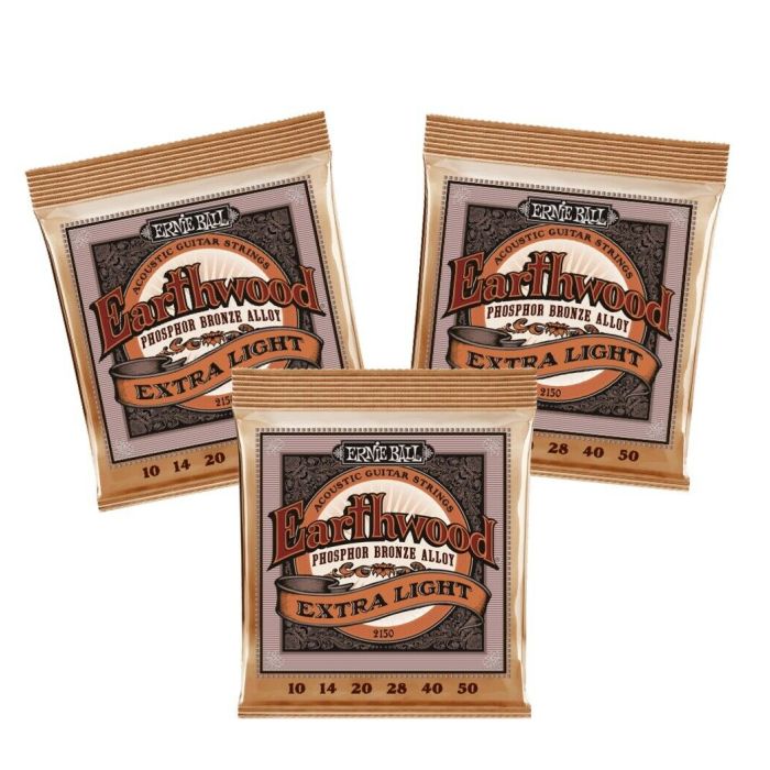 Ernie Ball Earthwood 2150 Phosphor Bronze 3pk Extra Light Strings 749699121503