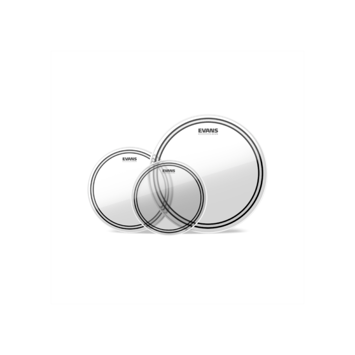 Evans EC2S Clear Tom Heads with Free 14 in. HD Dry Snare Head 12, 13, 16 in