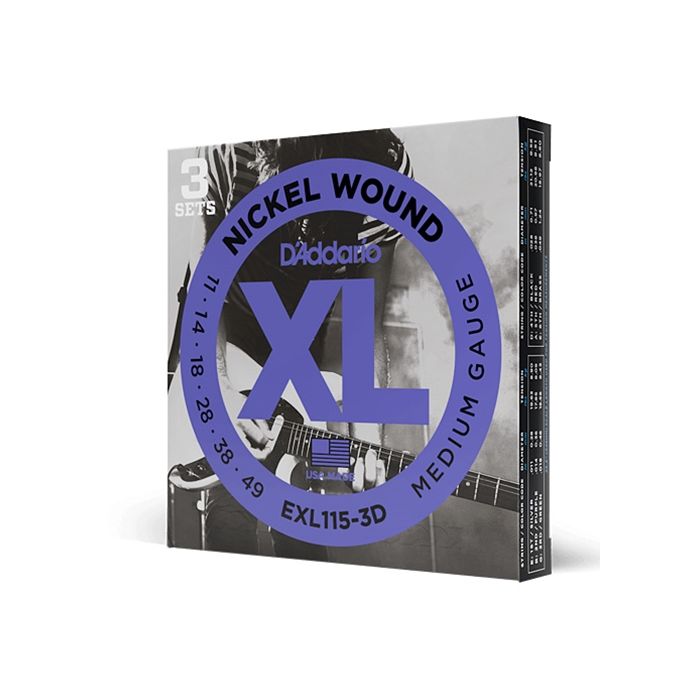 D'Addario EXL115-3D 11-49 MediumXL Nickel Electric Guitar Strings