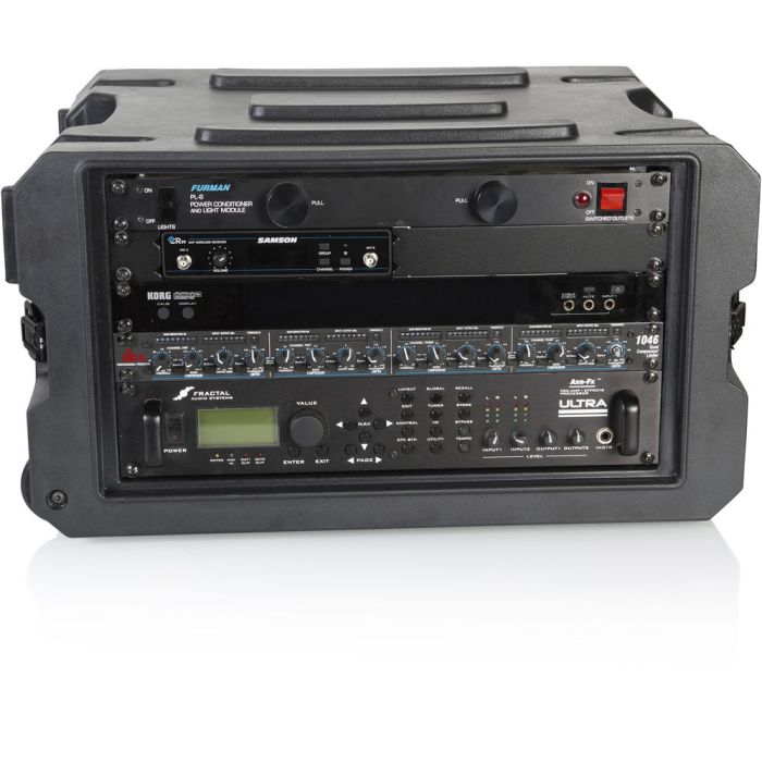 Gator G-PRO R-6U-19 6U, 19″ Deep Molded Audio Rack; W/ Wheels