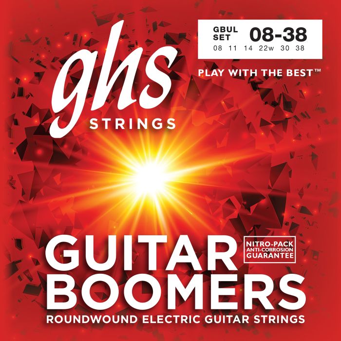 GHS Strings GBUL Guitar Boomers(R), Nickel-Plated Electric Guitar Strings, Ultra Light (.008-.038)