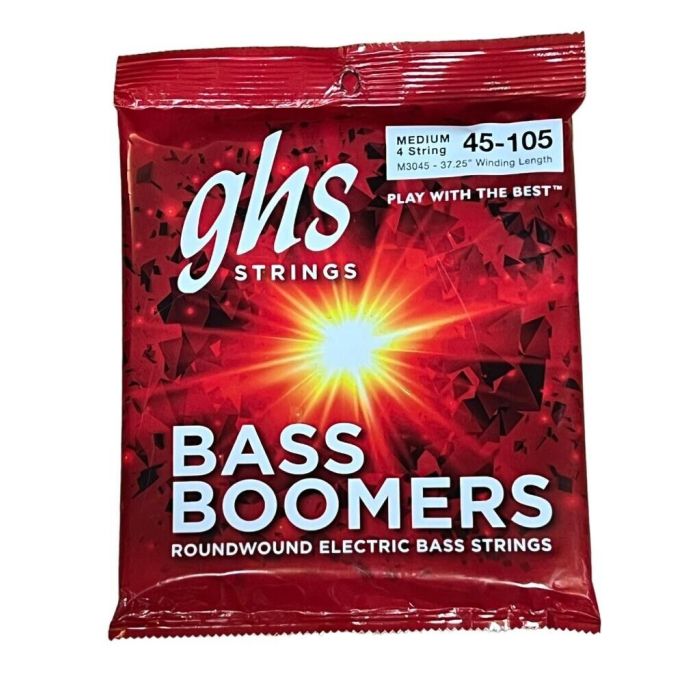GHS Strings M3045 4-String Bass Boomers®, Nickel-Plated Electric Bass Strings, Long Scale, Medium (.045-.105) 