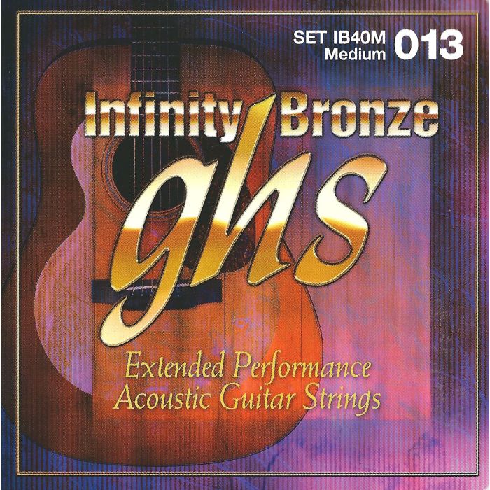 GHS Strings IB40M Infinity Bronze™, Coated 80/20 Copper-Zinc Alloy, Acoustic Guitar Strings, Medium (.013-.056)