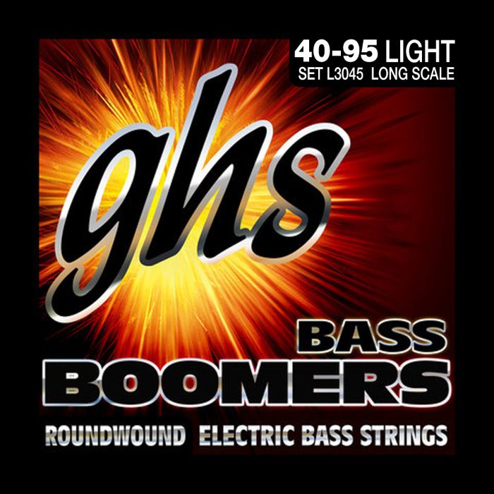 GHS Strings L3045 4-String Bass Boomers®, Nickel-Plated Electric Bass Strings, Long Scale, Light (.040-.095)