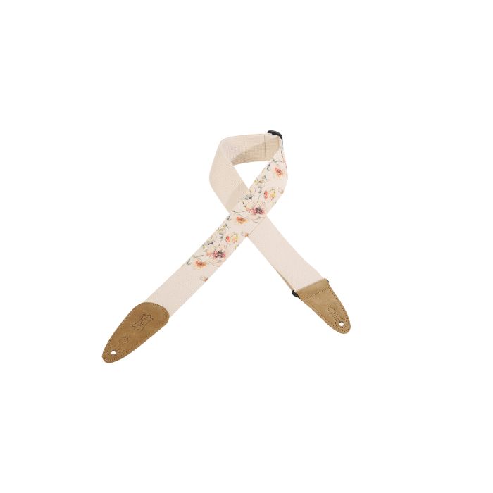 Levy's MC8U-005 Cotton Guitar Strap With Flowers Design & Suede Ends