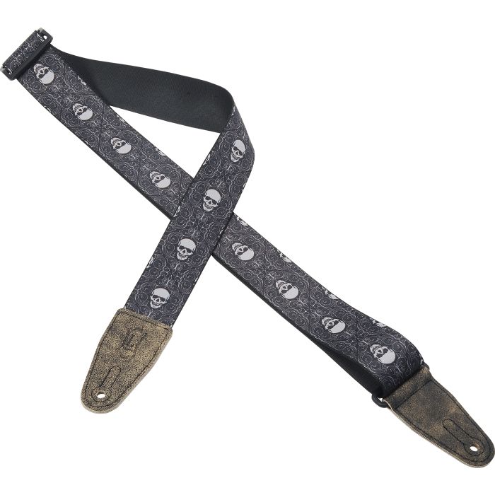 Levy's Guitar Straps MDL8-014 Skulls Guitar Strap Black & Grey