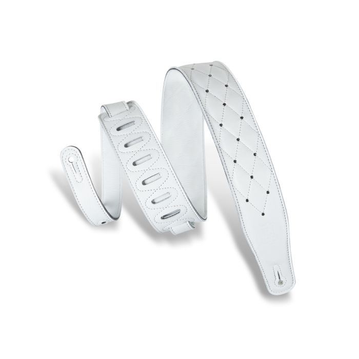 Levy's Guitar Straps MG26DS-WHT_ABK Garment strap w/ decorative stitching and stud 
