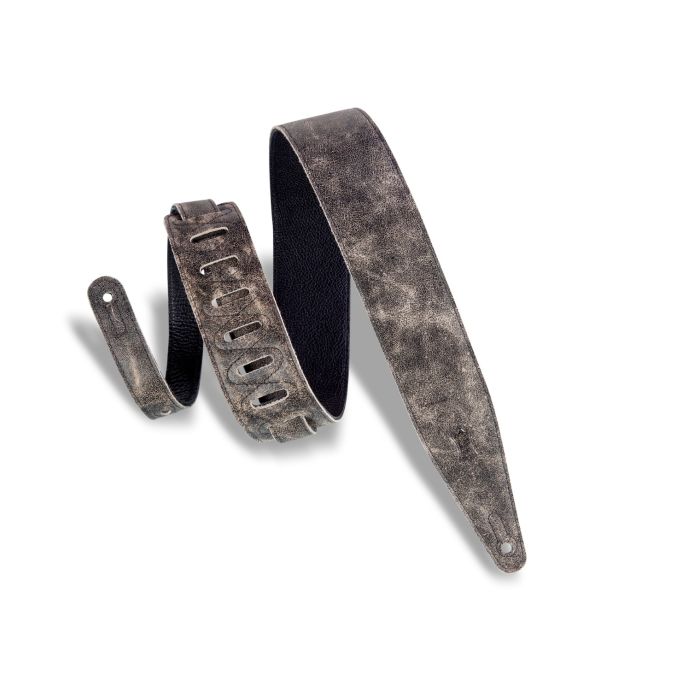 Levy's Guitar Straps MG317BOG-BLK Distressed leather strap w/ garment backing