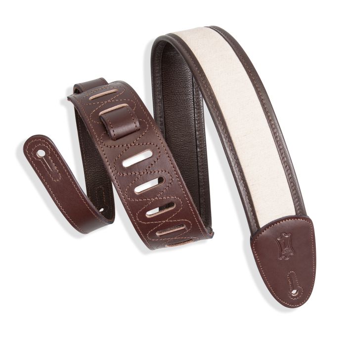 Levy's Guitar Straps MHG2-DBR Garment Leather. Veg-Tan Leather Ends Branded