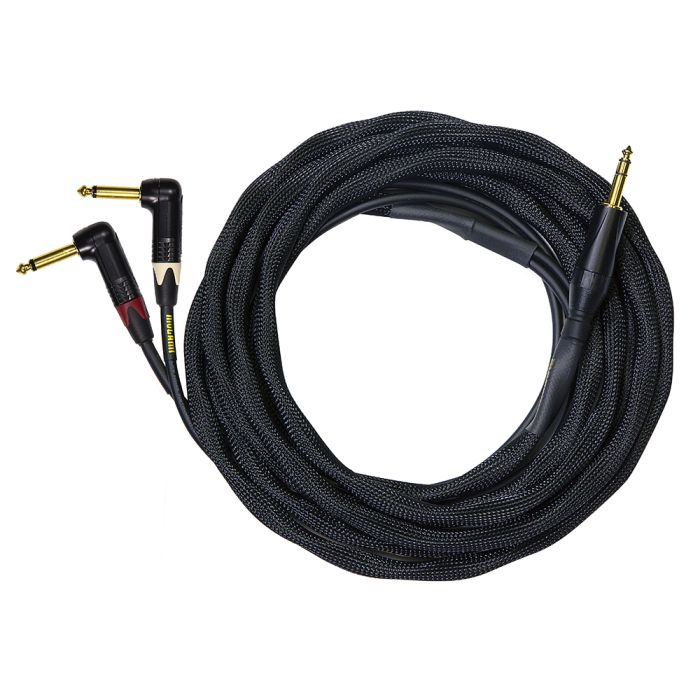 Mogami Stereo Guitar 1/4 TRS to dual TS R/A, 3 foot fan 20 ft (GOLD GTS-20R)