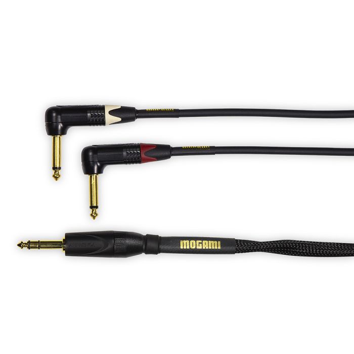 Mogami Stereo Guitar 1/4 TRS to dual R/A TS, 3 foot fan 12 ft (GOLD GTS-12R)