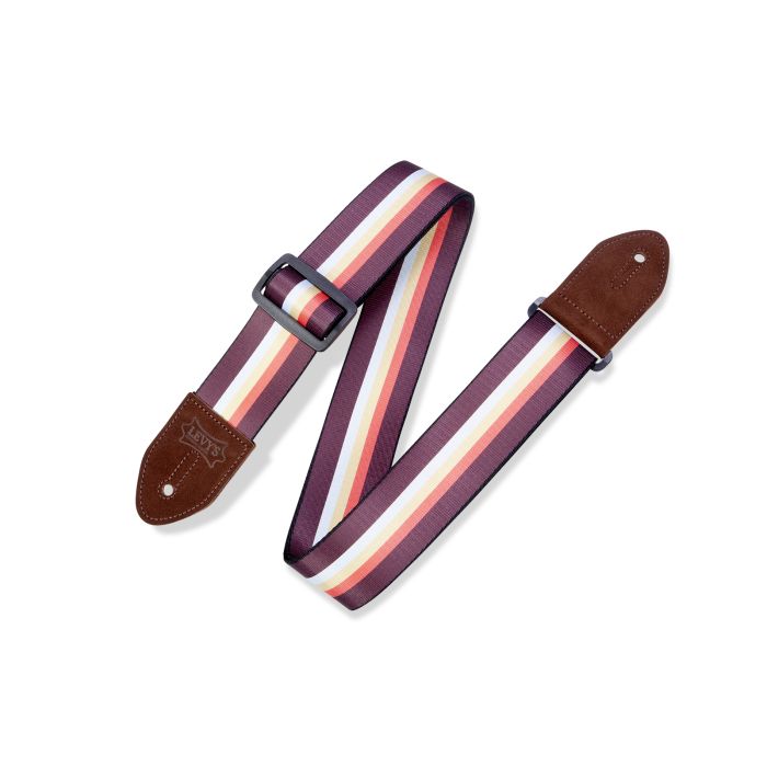 Levy's Guitar Straps MP2-001 Burgundy, Orange & White Lines