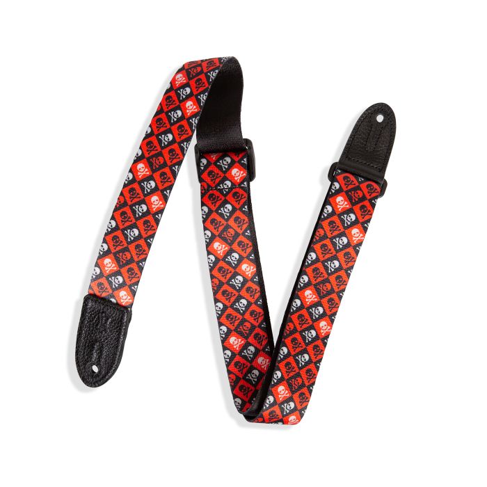 Levy's Guitar Straps MPJR-002 RED, Black & White Skulls