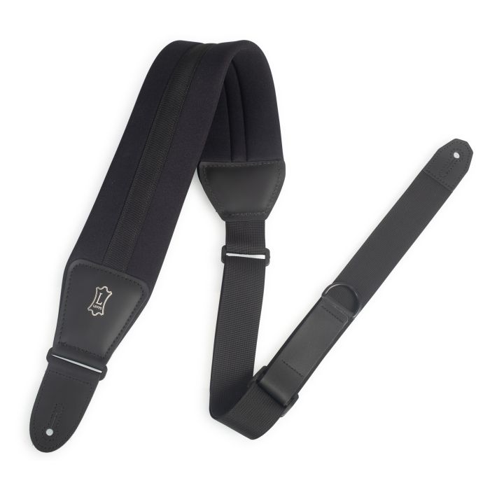 Levy's Guitar Strap MRHNP3-BLK Black Webbing And Leather With Polyester