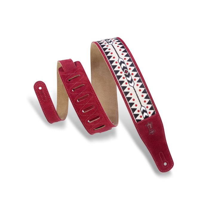 Levy's Guitar Straps MSJ26-BRG  Jacquard Strip & Suede Backing Color Burgundy 