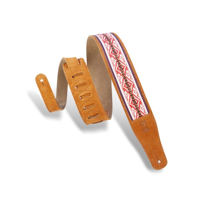 Levy's Guitar Straps MSJ26-HNY Suede Strap With Jacquard Strip Honey