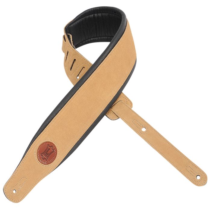 Levy's Guitar Straps MSS2-TAN Natural Tan/Black Leather Guitar Strap