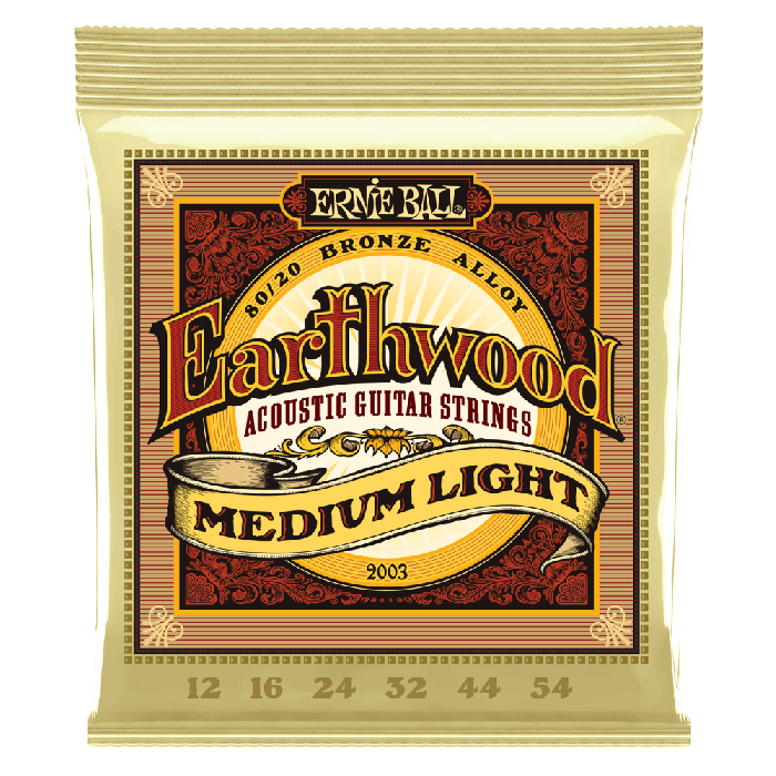 MEDIUM LIGHT 2003 EARTHWOOD 80/20 BRONZE ACOUSTIC GUITAR STRINGS 12-54 GAUGE