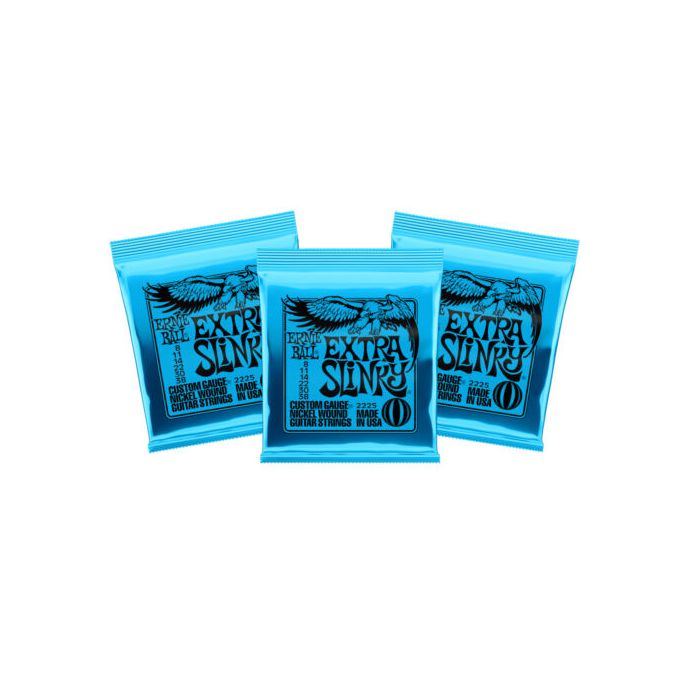 Ernie Ball P02225 Extra Slinky Nickel Wound Guitar Strings 3 Sets Pack Bundle
