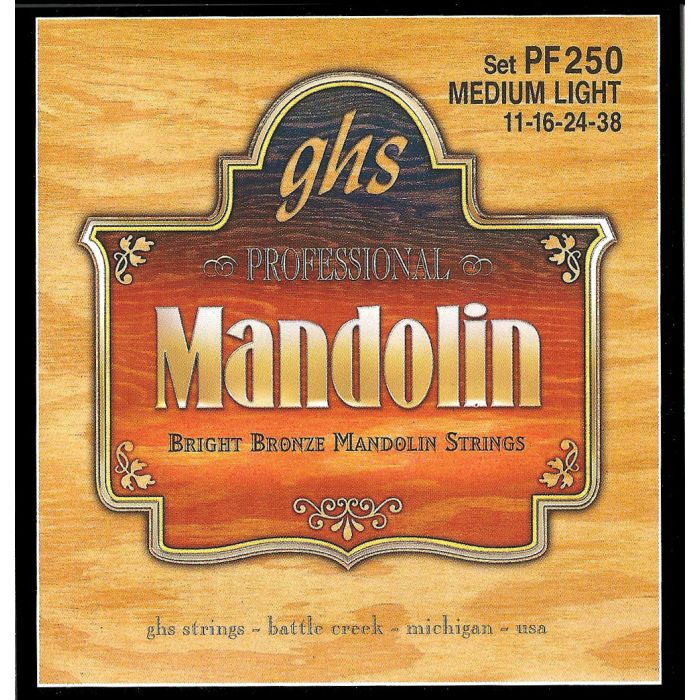 GHS Strings PF250 Bright Bronze(TM) Mandolin Strings, Medium Light (.011-.038)