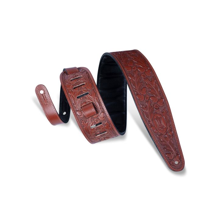 Levy's Guitar Straps PM44T01-WAL "Oak & Acorns: Embossed Leather Guitar Strap Series"