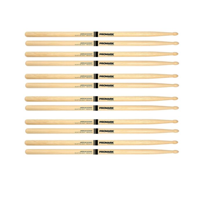 ProMark RBH565AW Rebound 5A Hickory Drumsticks, Acorn Wood Tip (6 PAIRS) 