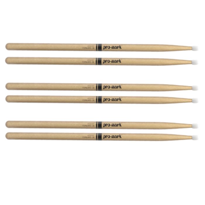 PROMARK TX2BN Drum Sticks 2B Hickory Nylon Tip 3 Pairs Bundle 