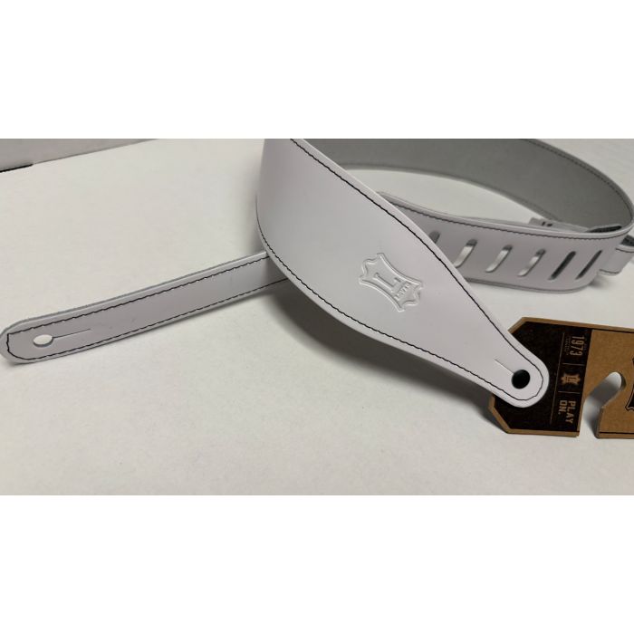 Levy's Guitar Straps DM17-WHT 2 1/2" White leather guitar strap with decorative edge-stitching