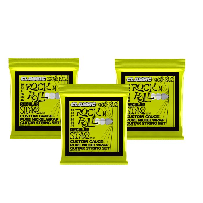 Ernie Ball Classic RocknRoll Regular Slinky Guitar Strings- 3 Sets