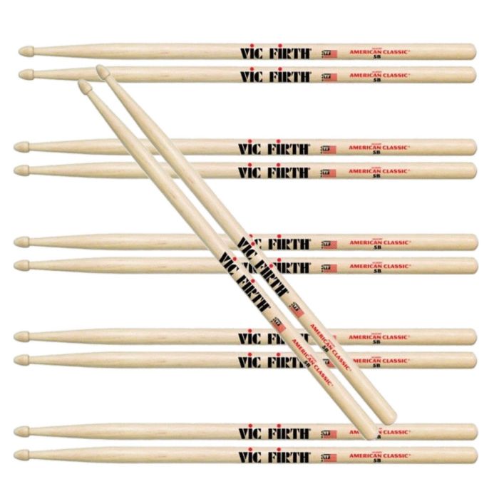 Vic Firth 5B American Classic Drum Sticks 6 Pair Pack UPC 750795000272