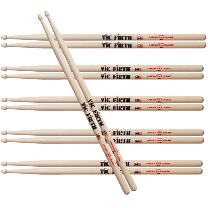 Vic Firth American 7A Classic Drum sticks 6 Pair Pack